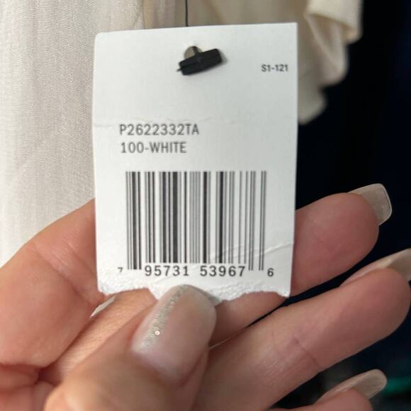 NWT Unique DKNY Silk Sheer Back Slit Short Sleeve Cover Up Dress White Size XS/S - Picture 6 of 6